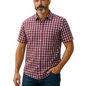 Mason James Red, White & Blue Checkered Button Down Shirt Size L EUC